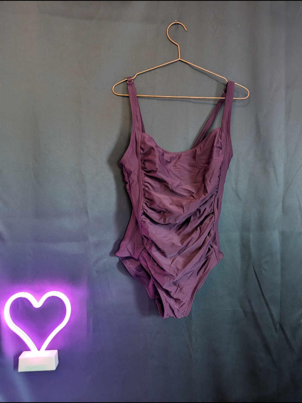 Women’s Ruched One-Piece Swimsuit - Deep Plum